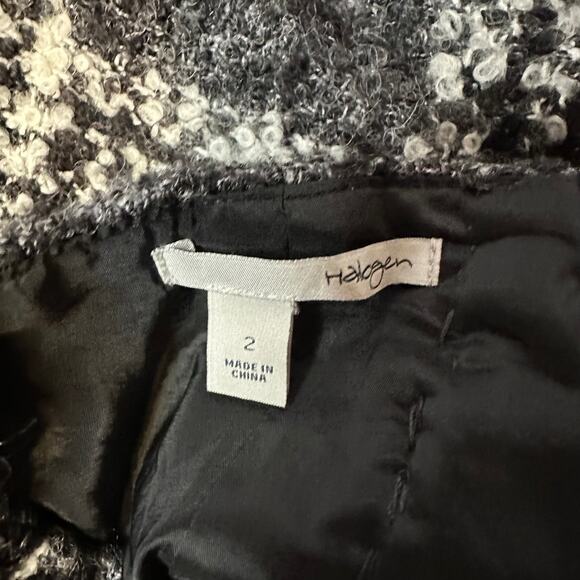 Halogen Y2K Academia Black Plaid Wool Blend Button Mini Tweed Skirt Sz 2 - Picture 4 of 6